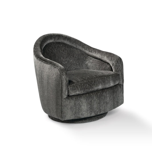 Tear Drop Swivel-Tilt Chair In Gray Fabric